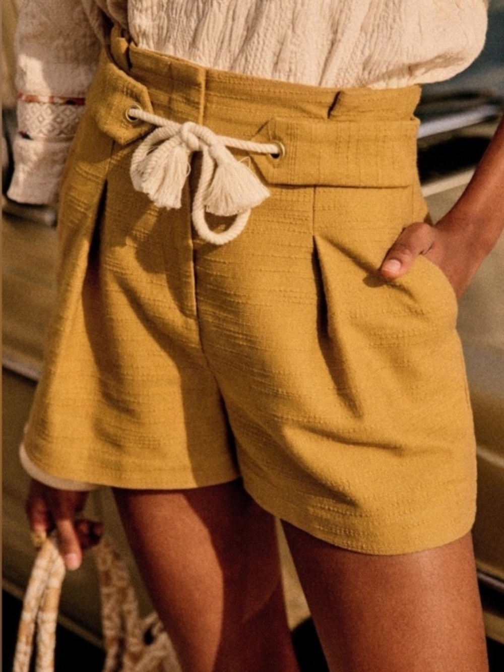 Sezane Adrien Linen Shorts